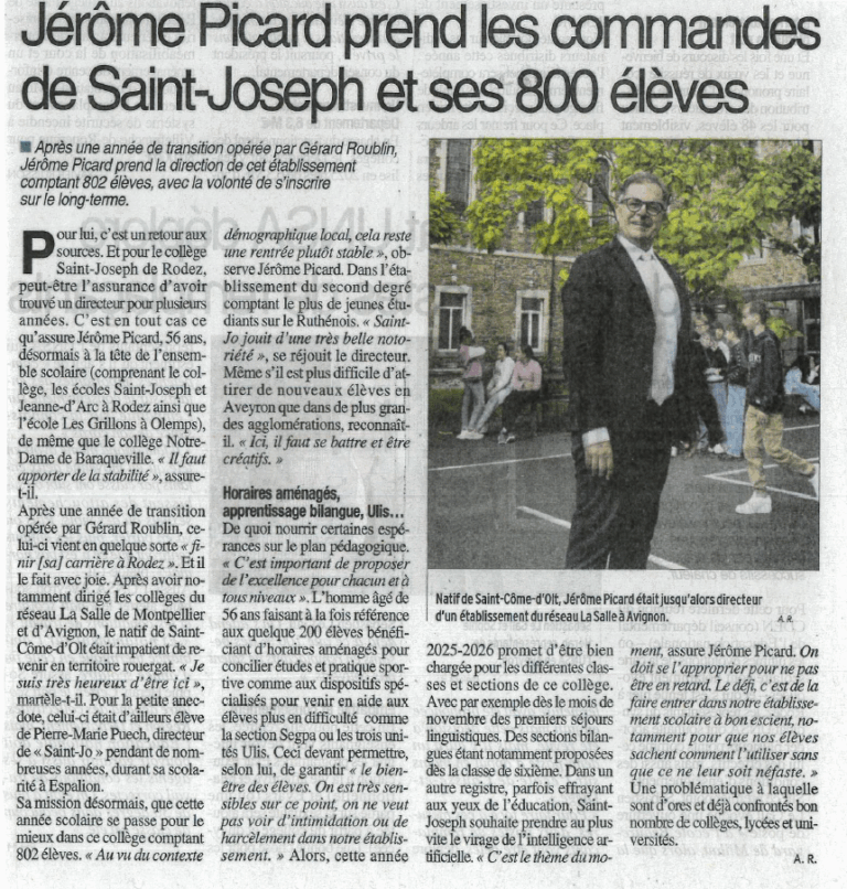Jérôme Picard prend les commandes de Saint-Joseph
